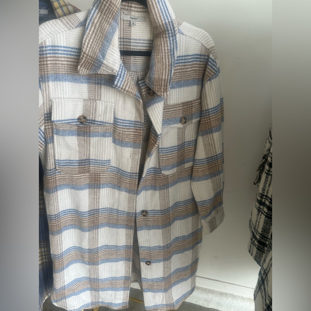 Papaya Blue and Brown Plaid Blazer